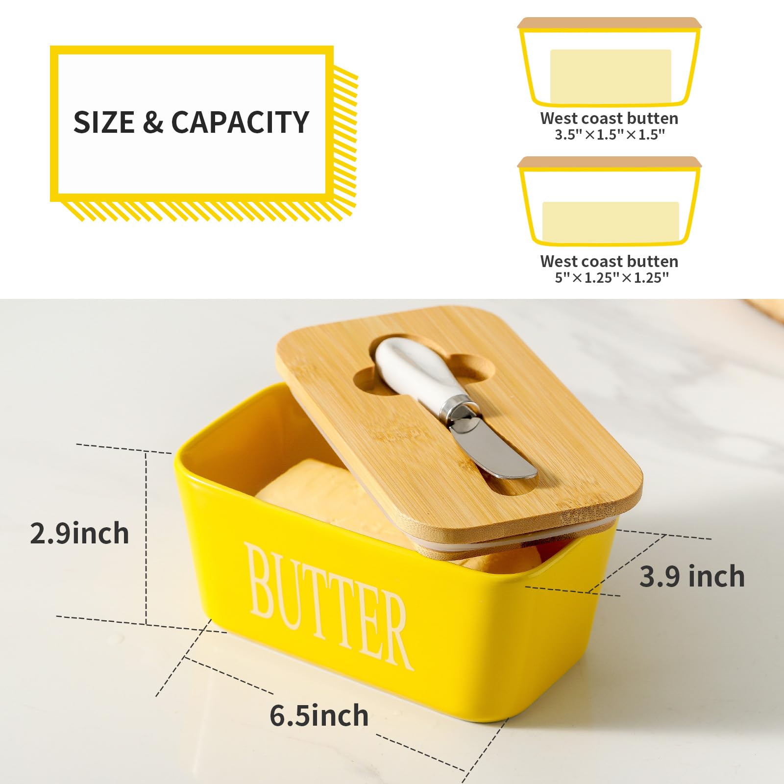 Hasense butter dish lid knife groove, stainless steel knife for quick spreading.