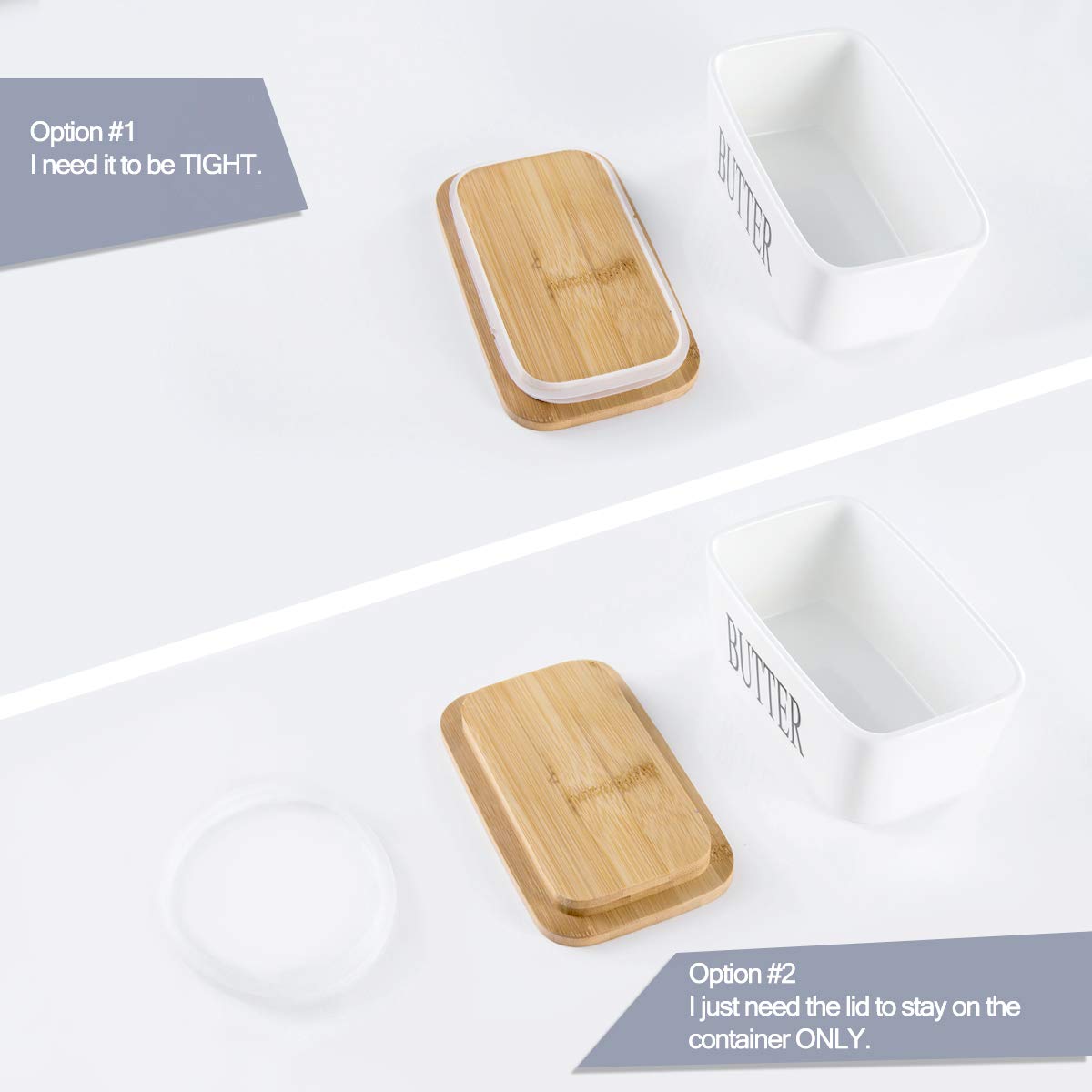 Hasense butter dish with lid removed shows spacious interior.