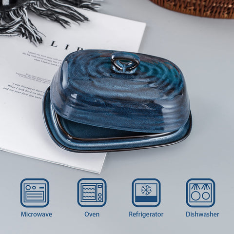 Hasense butter dish dimensions 7.3 by 4.9 by 2.9 inches fits most butter sticks.