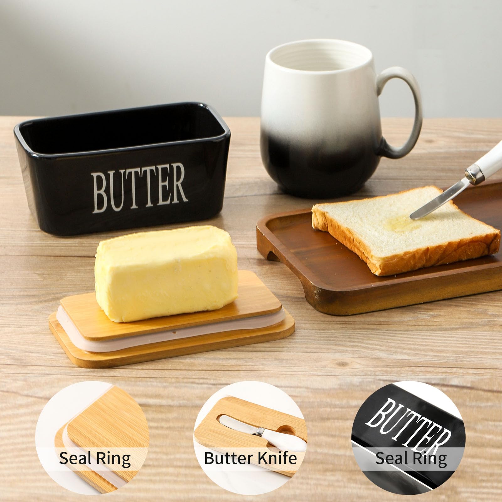Hasense butter dish with smooth glaze, easy to clean