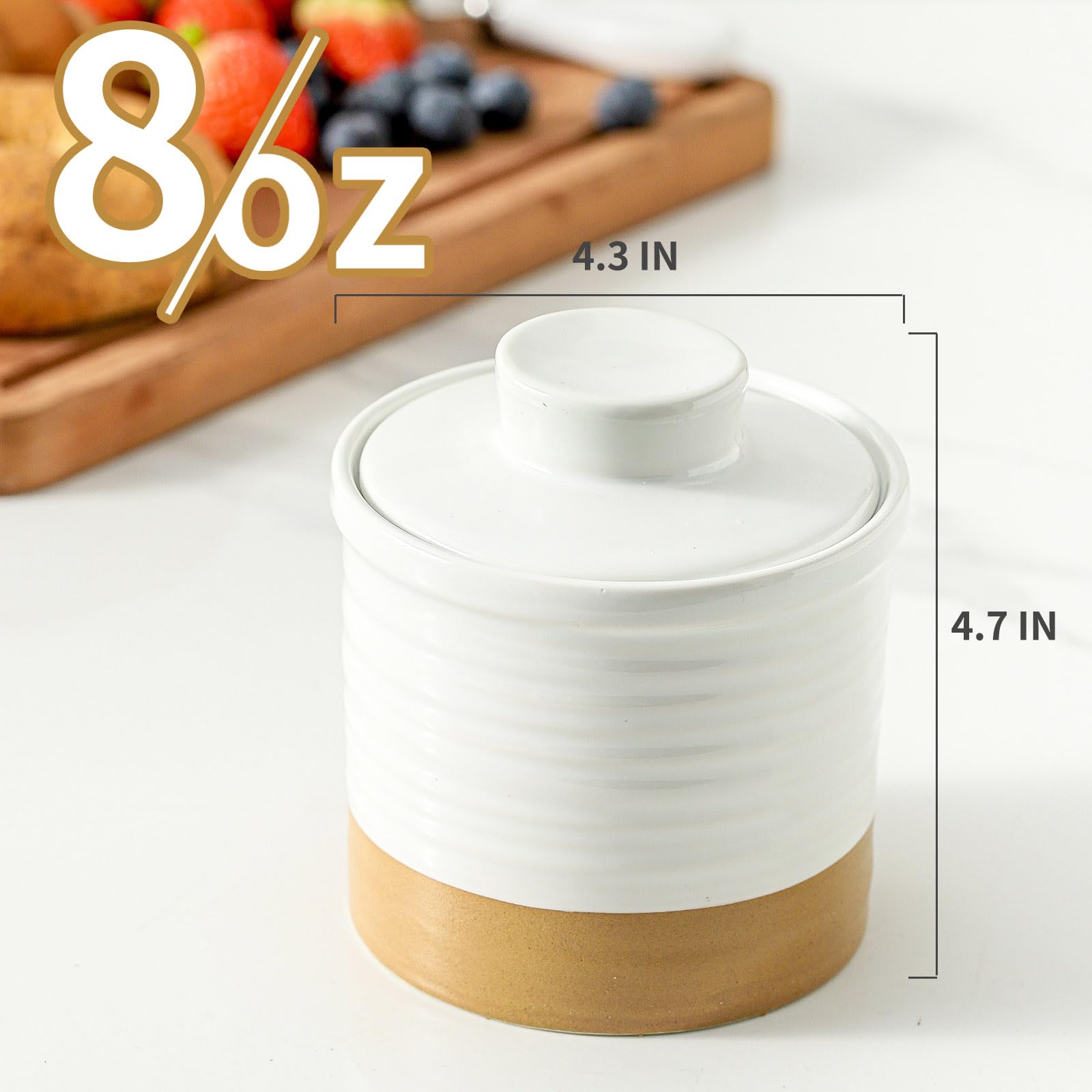 Hasense butter dish white ceramic body highlights clean farmhouse style.