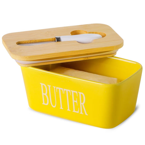 Hasense butter dish with lid on countertop, airtight storage preserves butter freshness.
