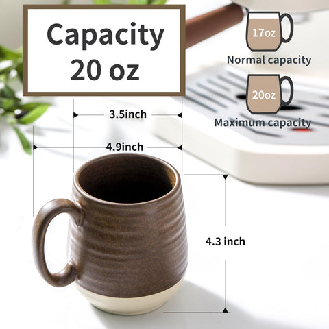 HASENSE ceramic mug 20oz capacity ideal for coffee, tea, cocoa.