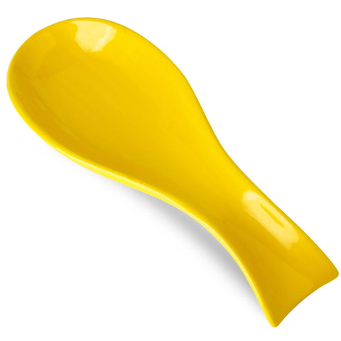 HASENSE yellow ceramic spoon holder on stove top catching drips and protecting counters.
