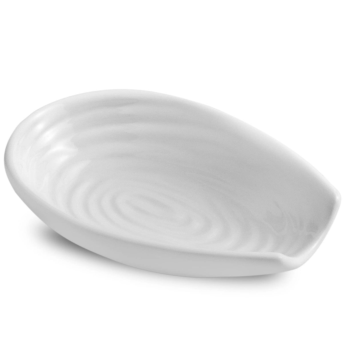 Hasense ceramic spoon rest, 5.7-inch white porcelain, keeps utensils organized.
