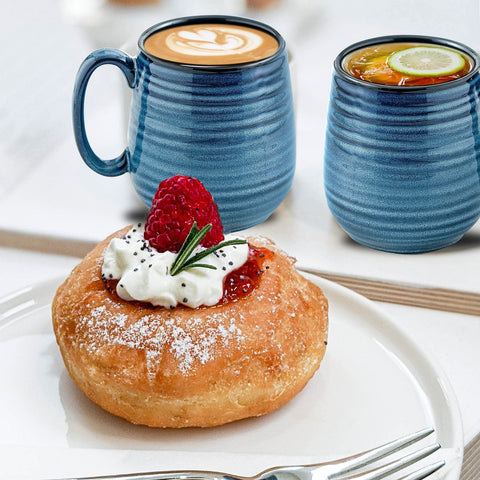 HASENSE Dishwasher-safe blue mug, easy cleanup after meals.