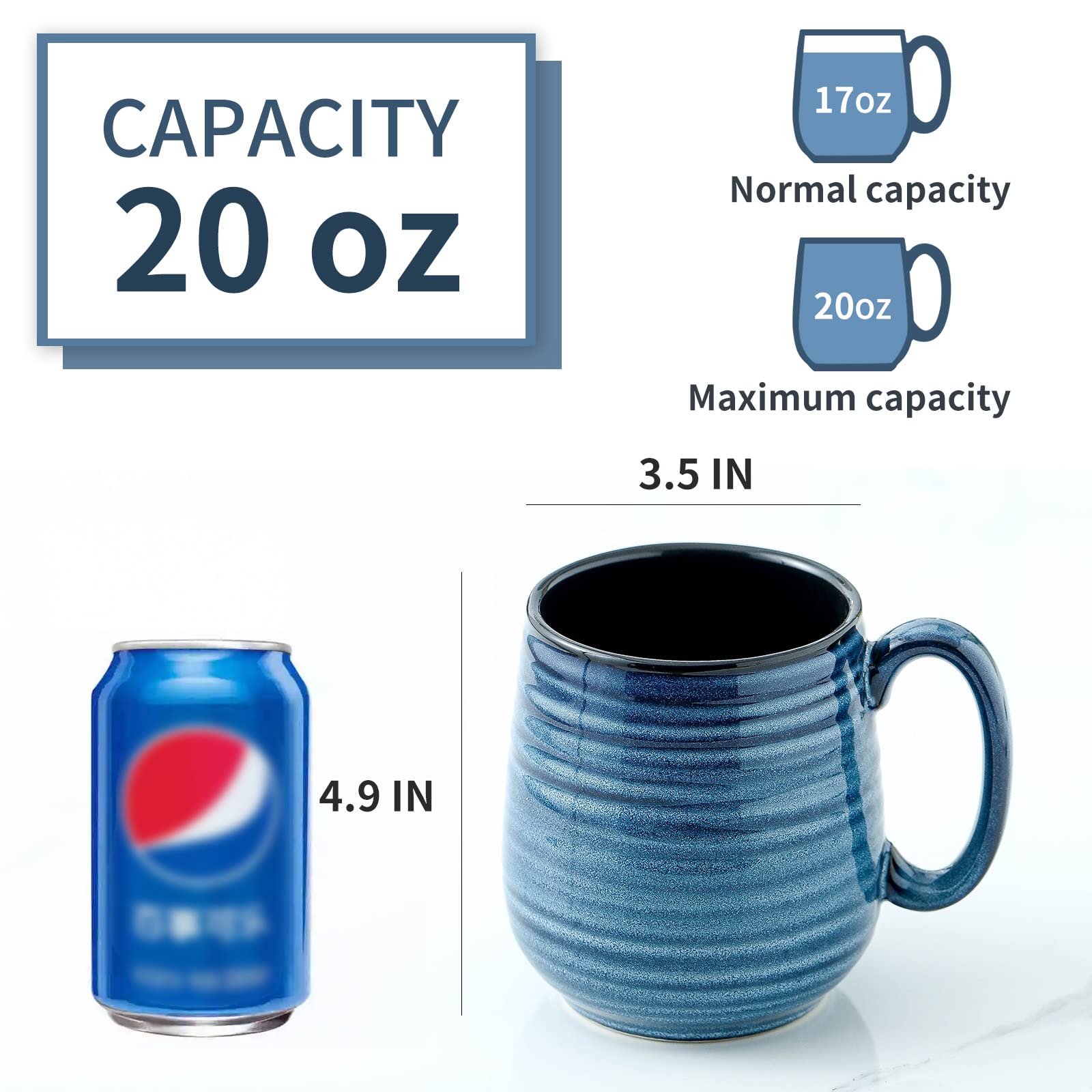 HASENSE 20 oz large capacity mug, perfect for latte or soup.