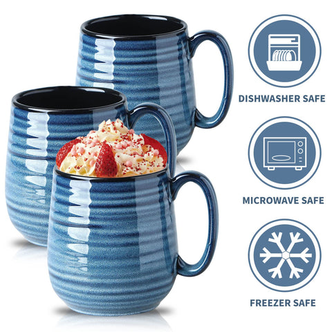 HASENSE Modern blue striped design mug, stylish addition to space.