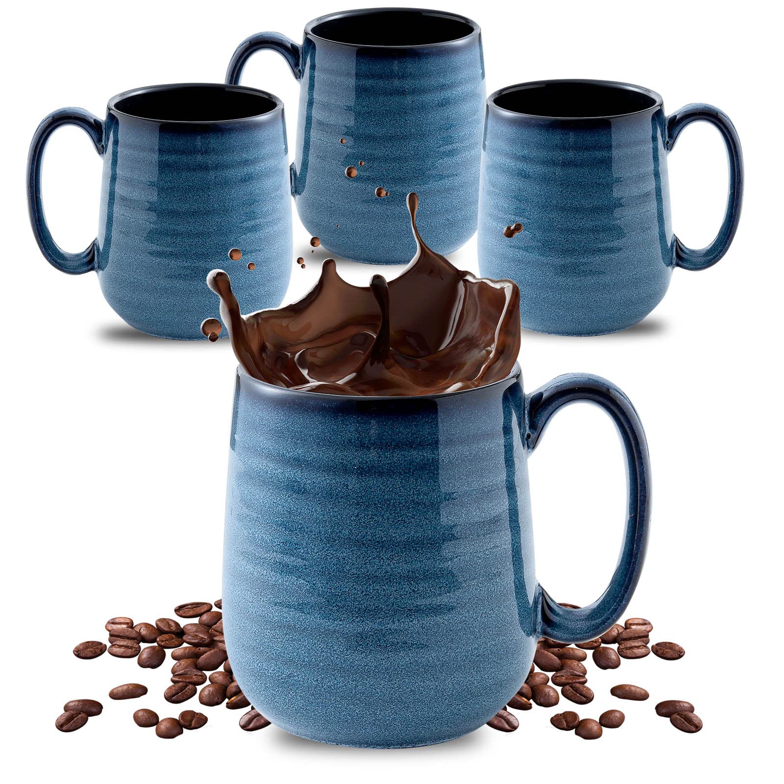 HASENSE four-piece porcelain coffee mugs set for daily use