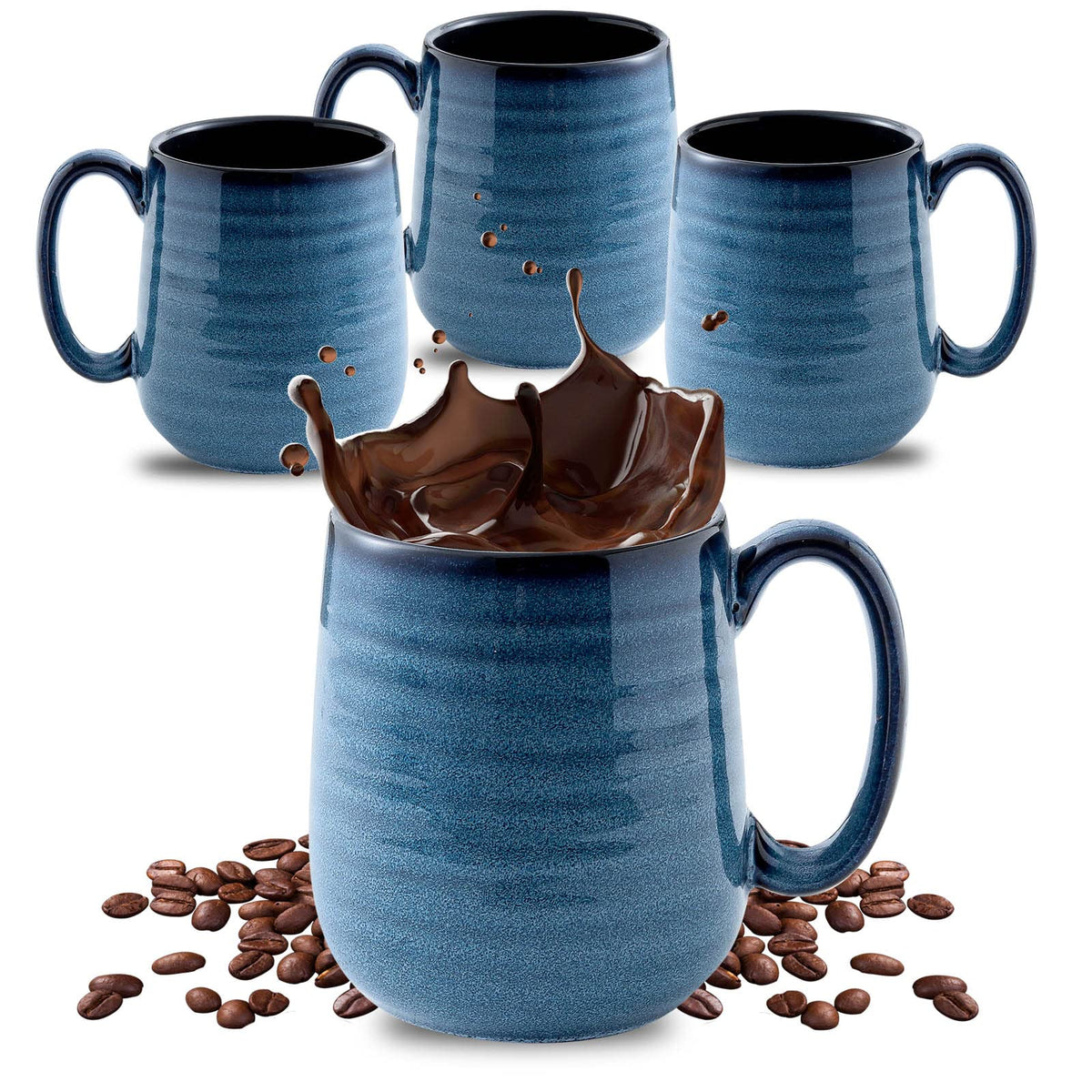 HASENSE four-piece porcelain coffee mugs set for daily use