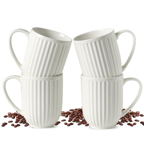 HASENSE 4-pack coffee mugs with ribbed design for a secure grip.
