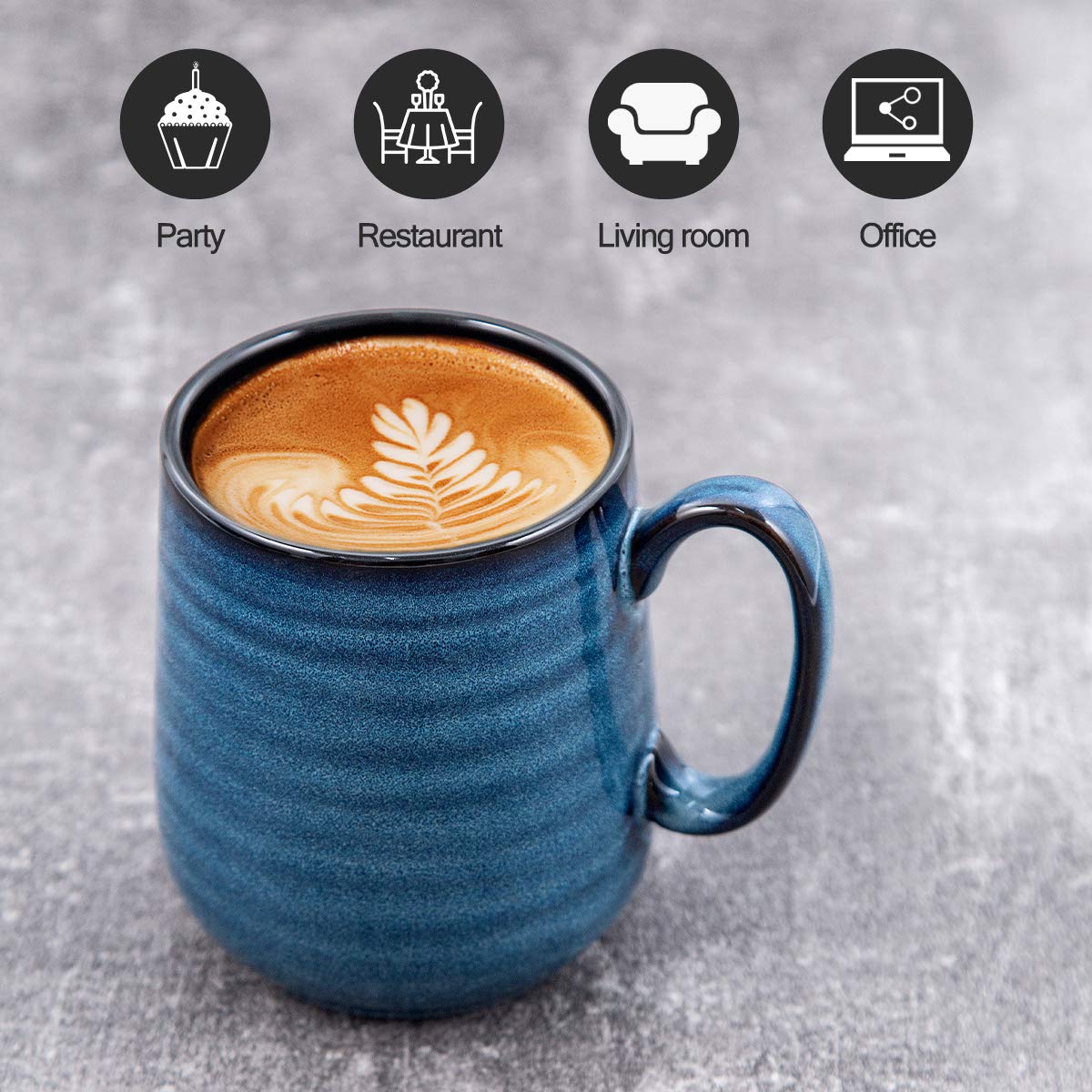 HASENSE navy glaze on ceramic mugs enhances decor