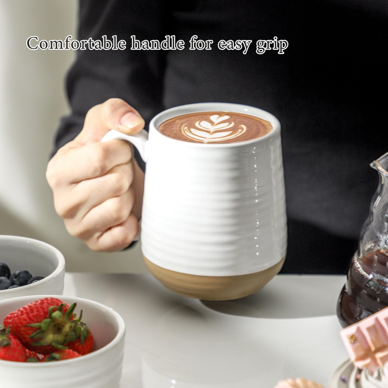 Hasense coffee mugs set, dishwasher-safe for effortless cleaning after meals.