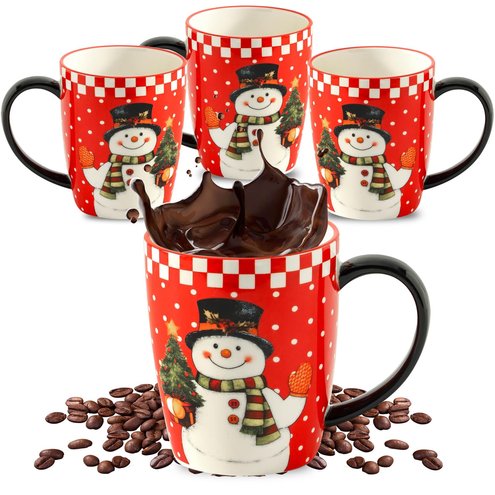 Hasense snowman-pattern coffee mug set with festive colors for winter beverages