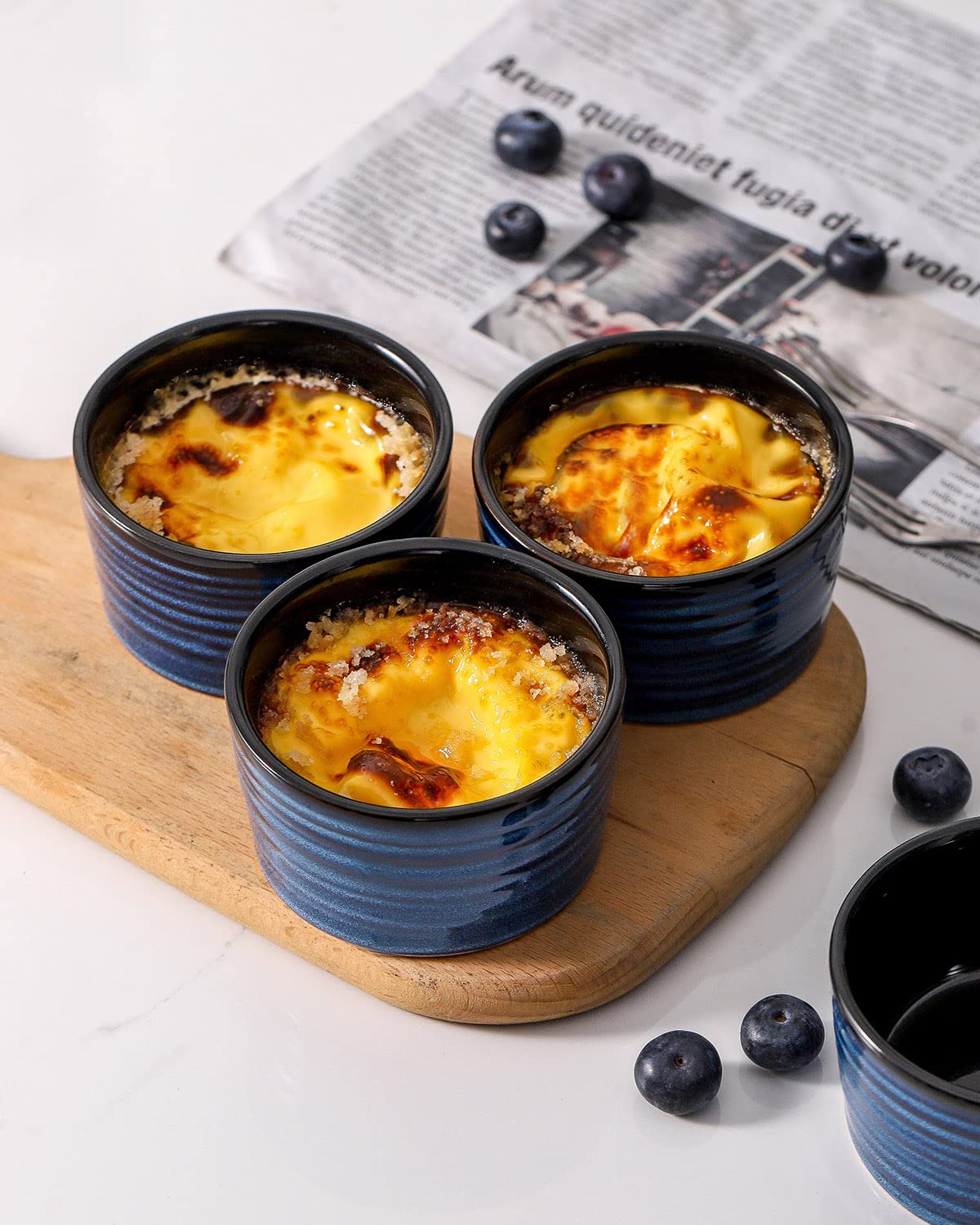 Hasense creme brulee ramekins, oven safe for individual desserts.