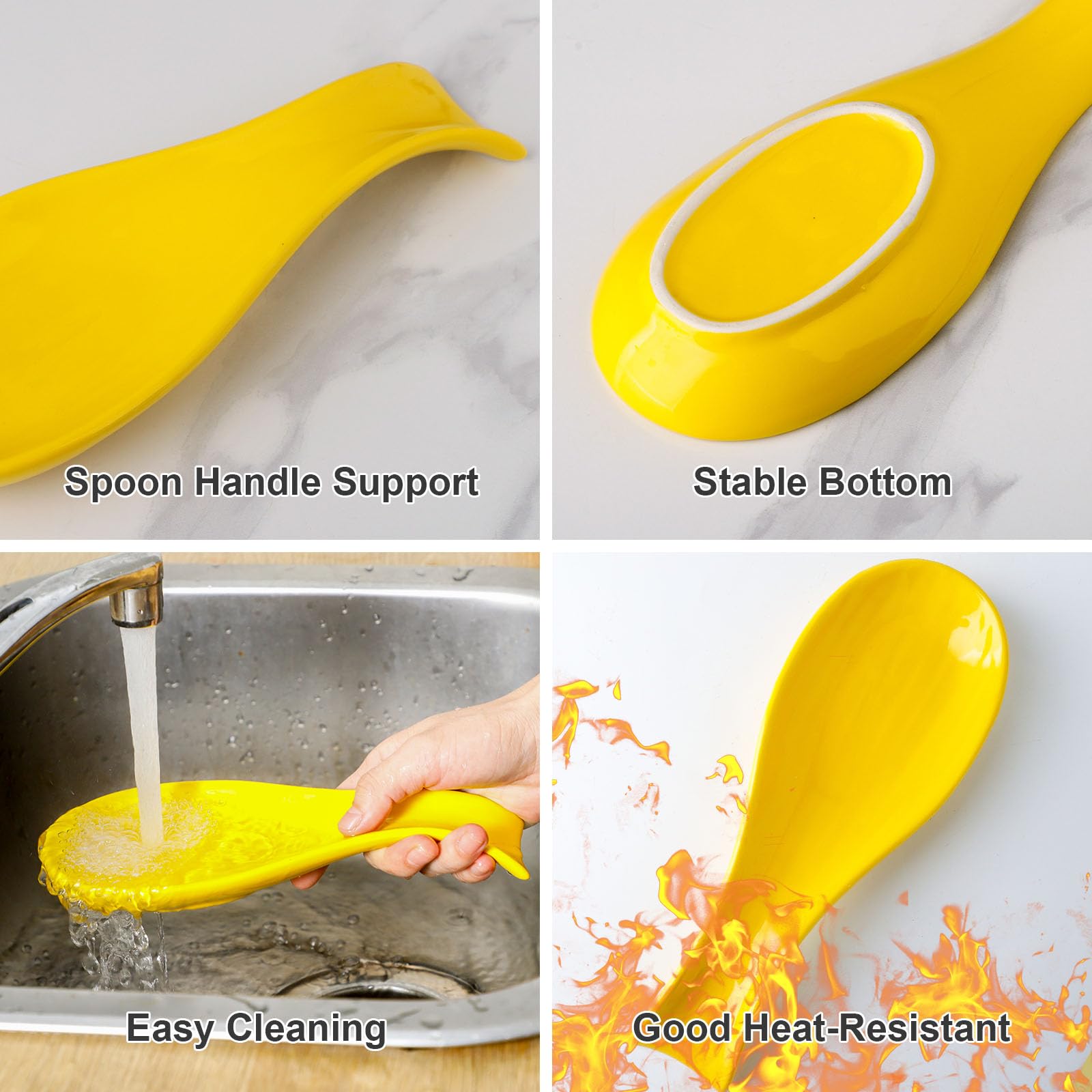 HASENSE curved ceramic spoon holder keeps utensils organized on the stove.