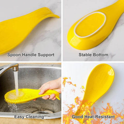 HASENSE curved ceramic spoon holder keeps utensils organized on the stove.