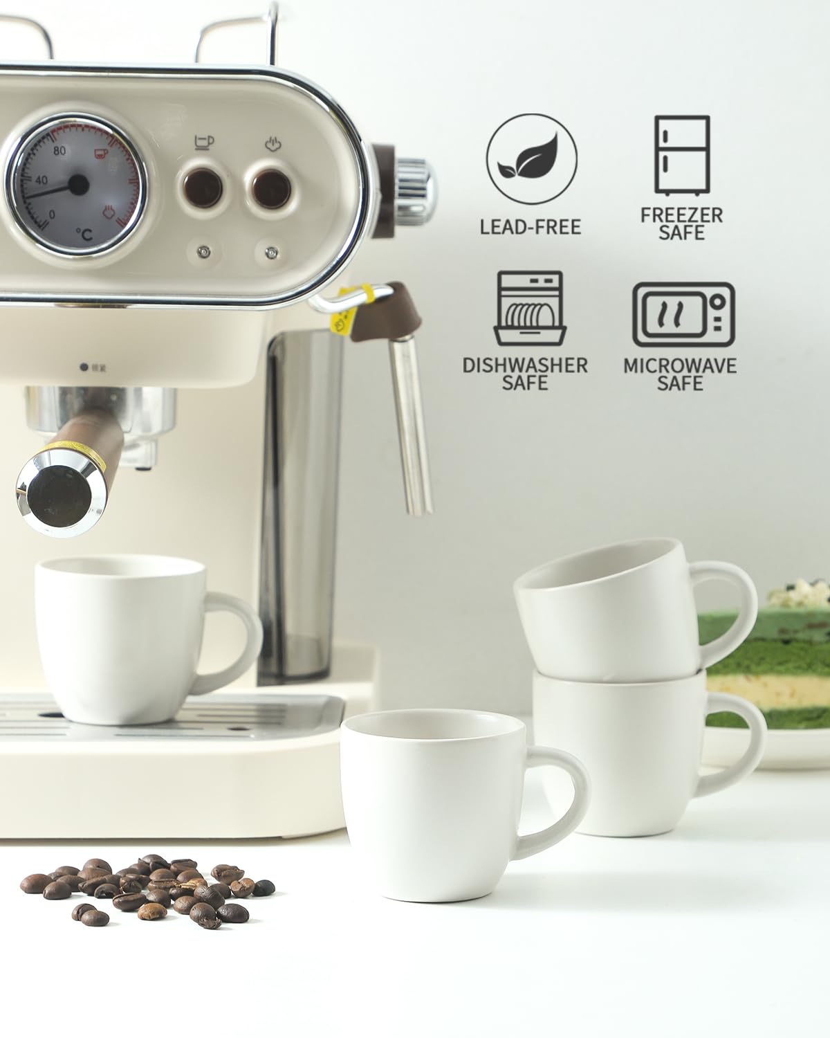 HASENSE demitasse cups filled with espresso highlight perfect portions.