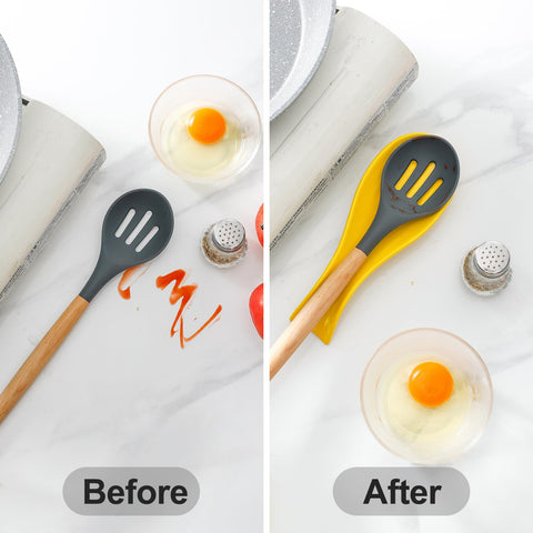 HASENSE durable porcelain spoon holder prevents messes on the stove and counters.