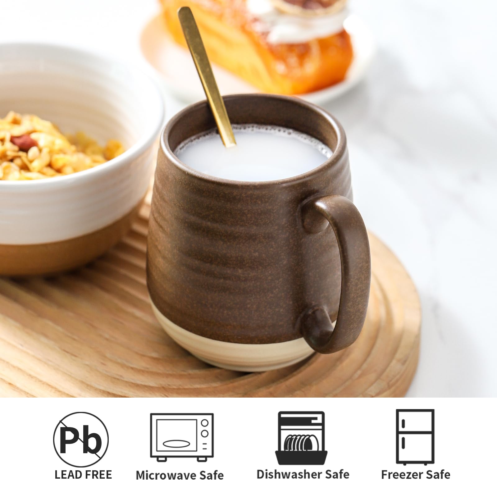 HASENSE ergonomic handle mug supports comfortable, secure grip.