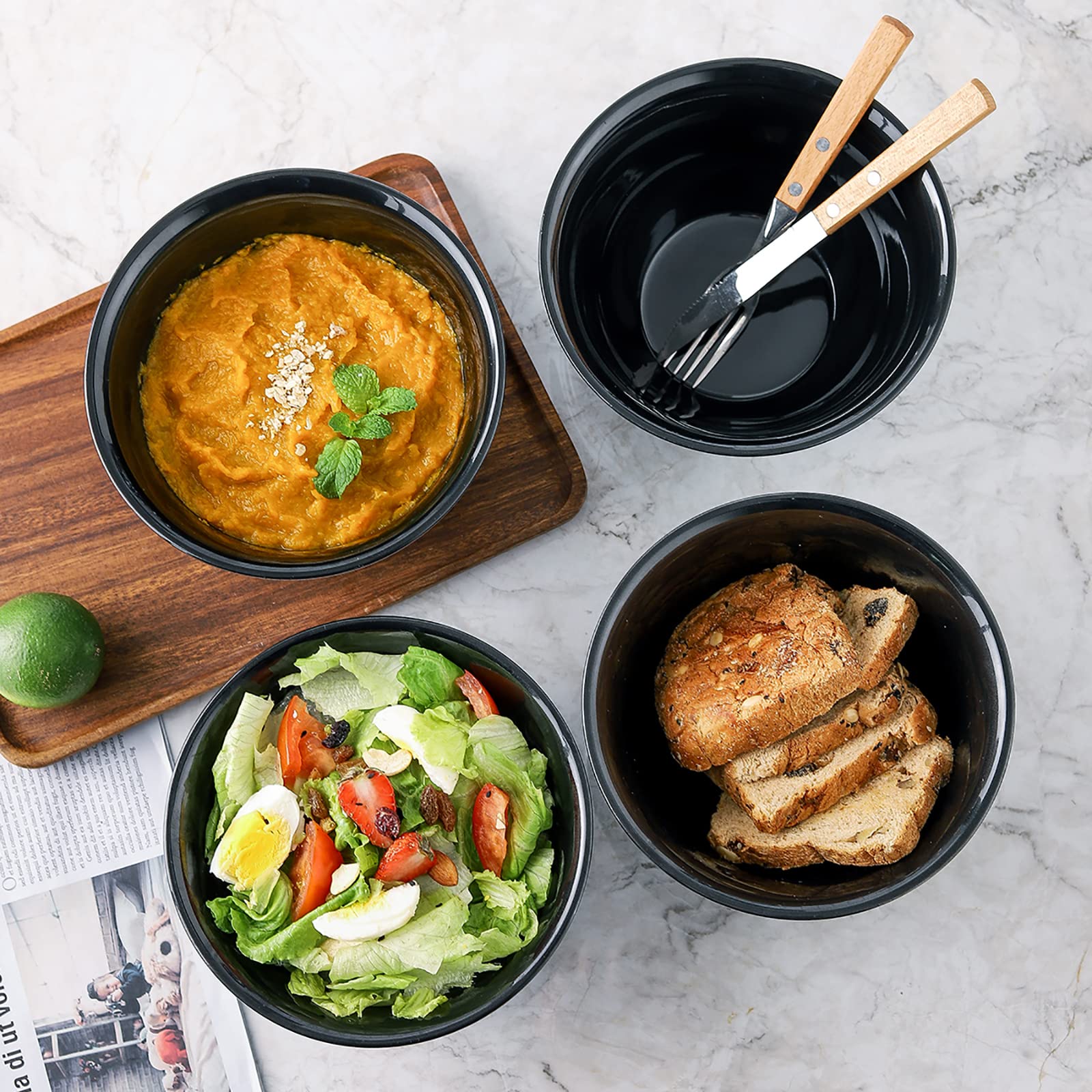 Hasense blue pinstripe bowls make a gift-ready table setting