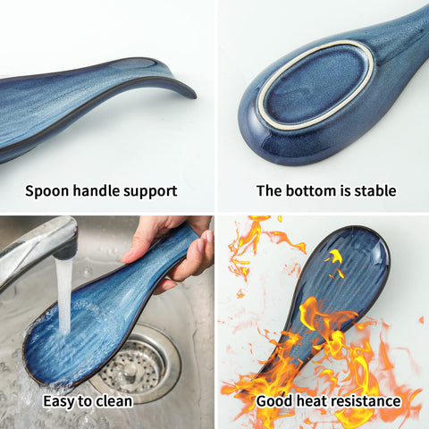 HASENSE heat-resistant porcelain spoon holder protects countertops during cooking.