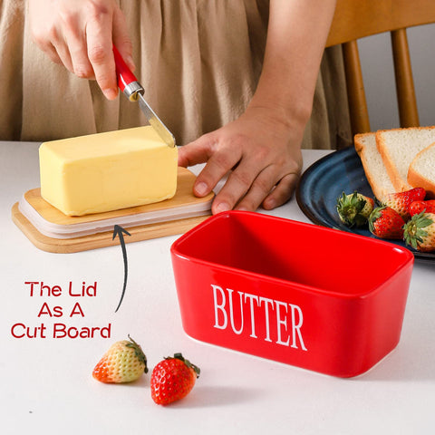 Hasense large butter holder fits eastern and western sticks for versatile storage.