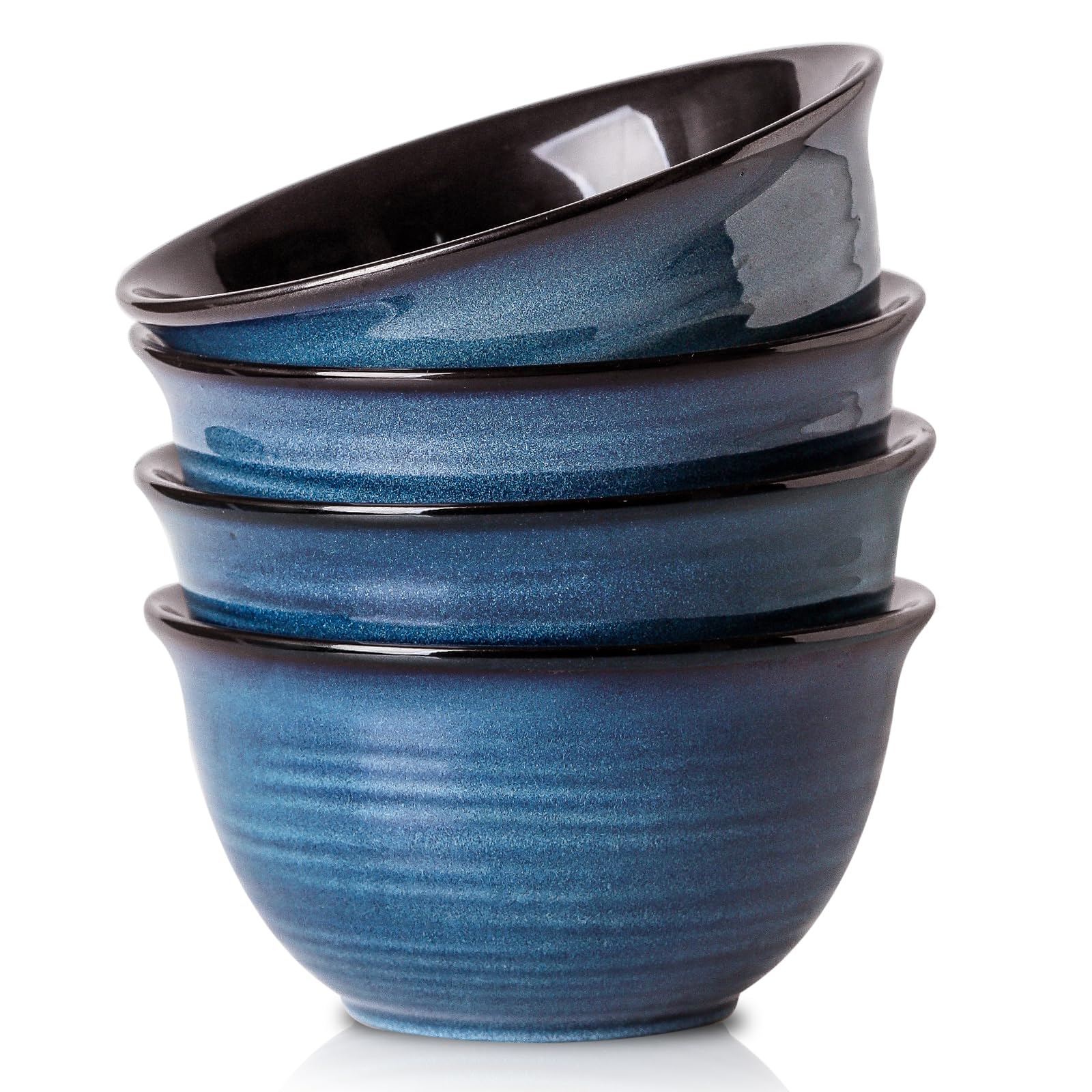 Hasense ceramic soup bowls set of four in navy blue for soups and cereals