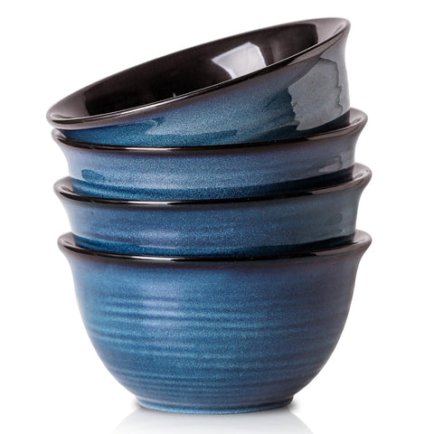 Hasense ceramic soup bowls set of four in navy blue for soups and cereals