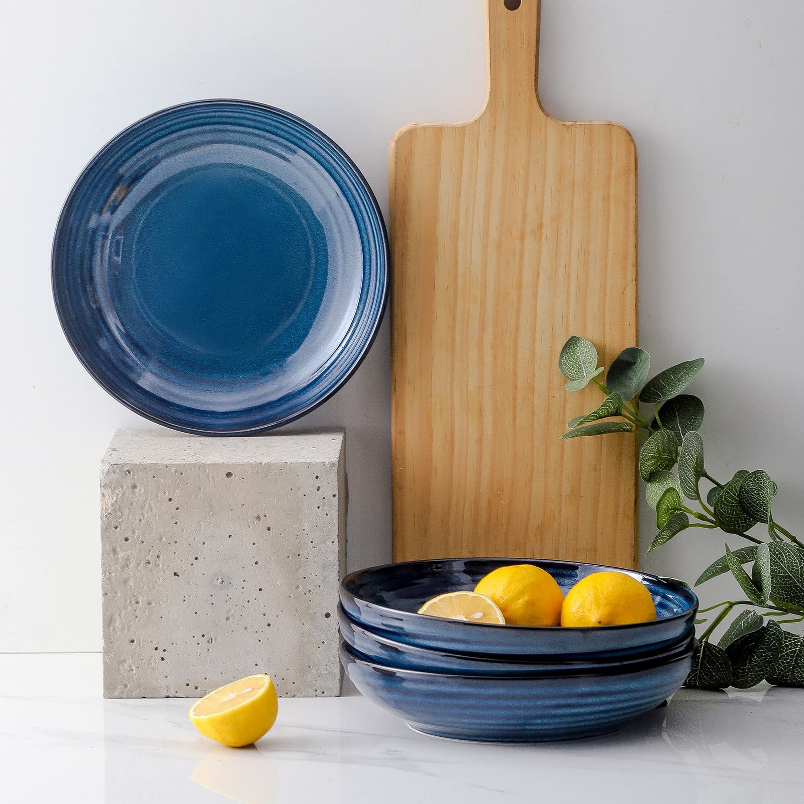 HASENSE Pasta Bowls Set2 navy blue 8-7-inch diameter ample serving space