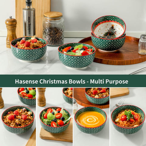HASENSE porcelain bowls with glossy finish, durable and dishwasher-safe