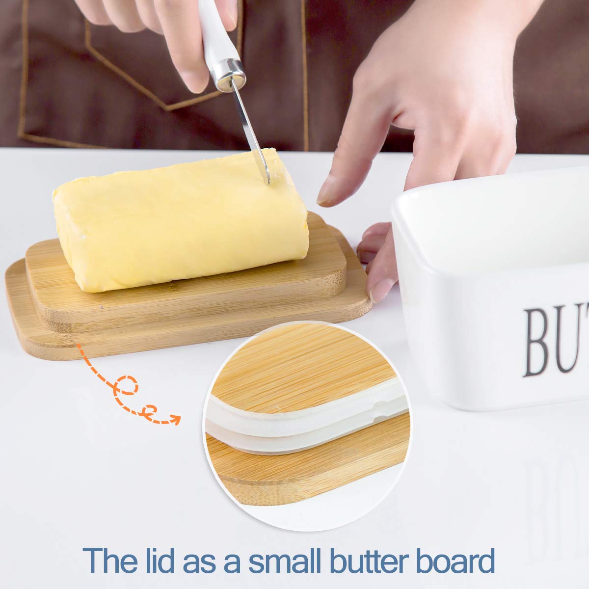 Hasense porcelain butter dish is dishwasher safe for simple cleanup.