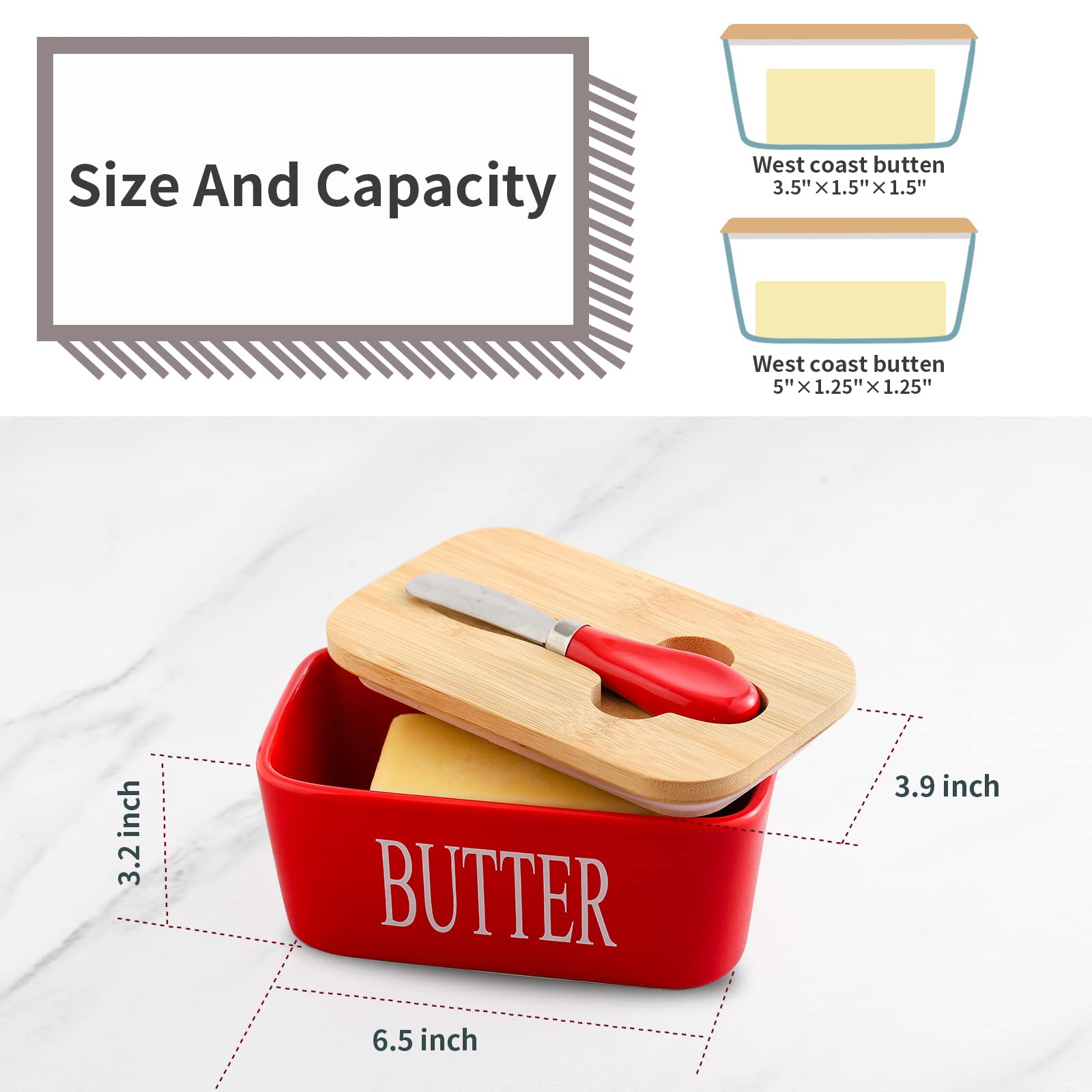 Hasense porcelain butter dish seal with silicone ring preserves softness.