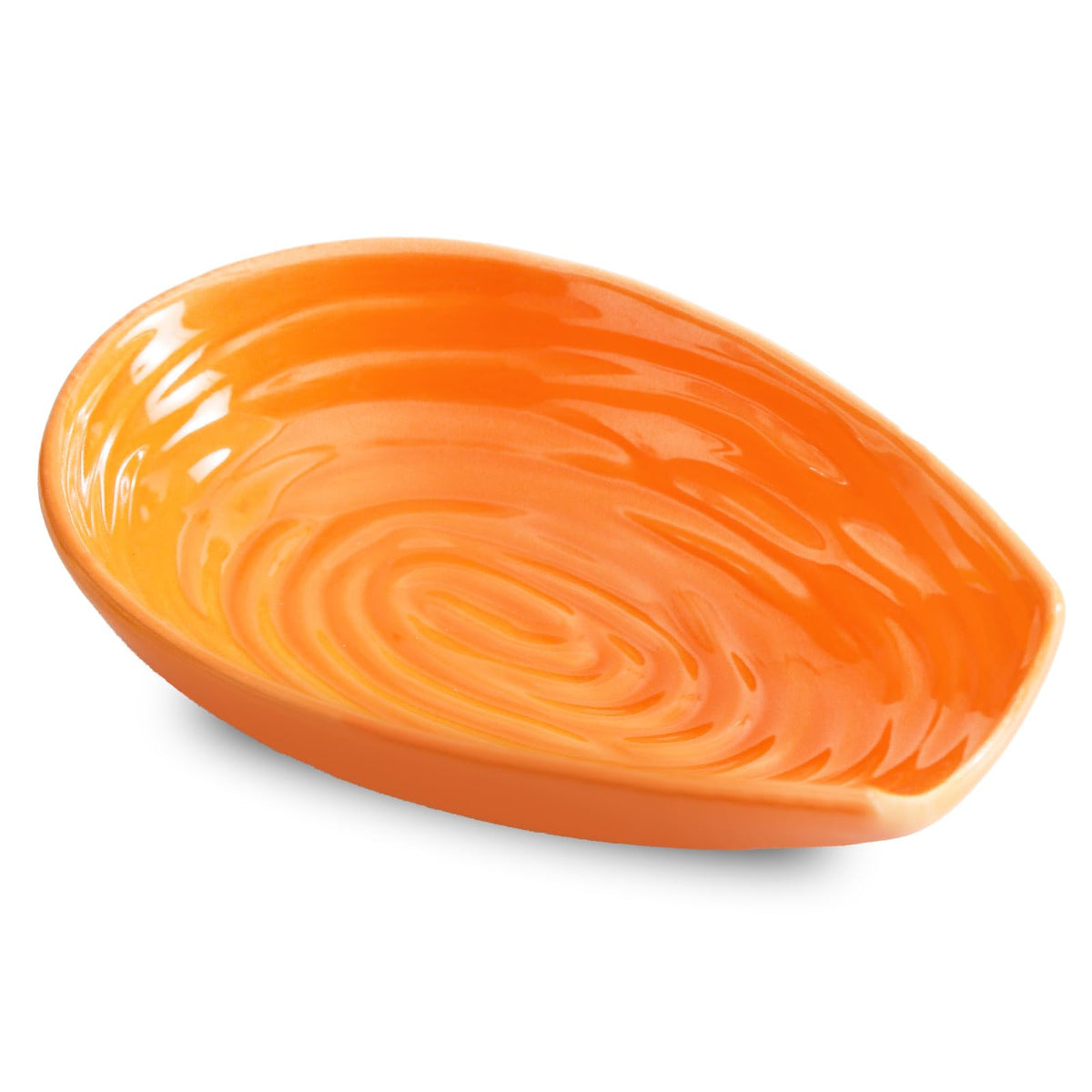 Hasense porcelain orange spiral spoon rest on counter, adds color and organization.