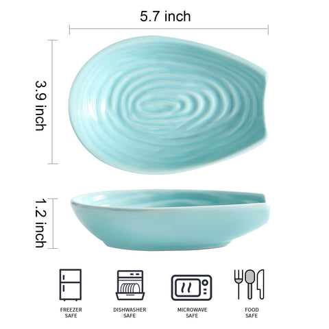 HASENSE porcelain utensil rest with spatula and ladle, durable and easy to clean.