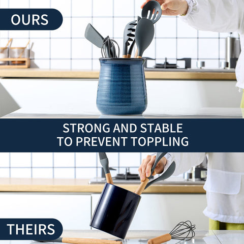 HASENSE utensil holder doubles as retro decor, vase, or makeup brush holder