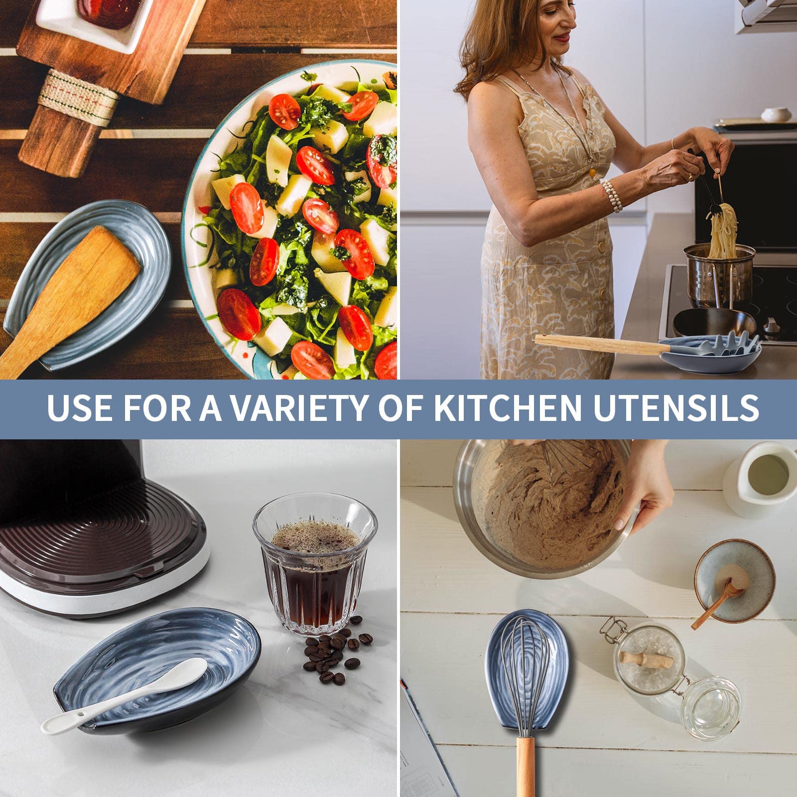 HASENSE spoon rest on countertop catches drips, protecting work surfaces.