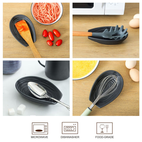 Hasense matte black finish spoon rest blends with any decor.