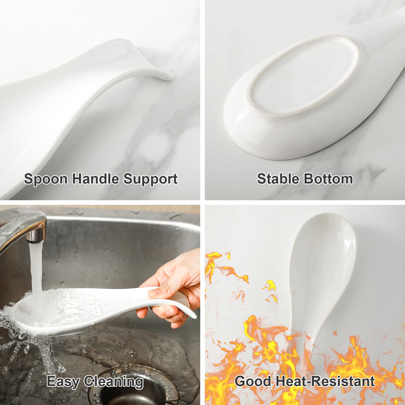HASENSE spoon rest measures 8.7 by 3.2 by 1 inches, fits utensils neatly.