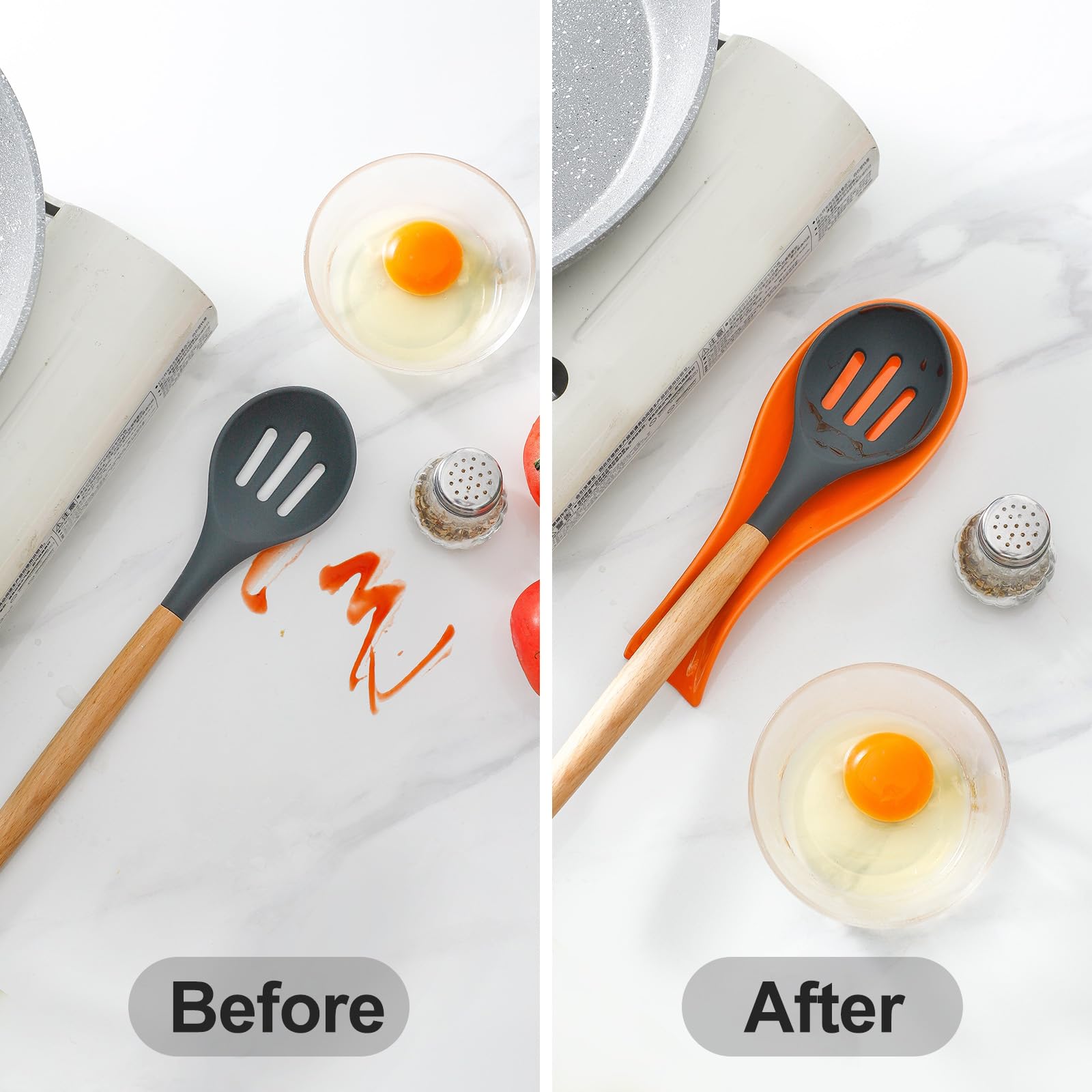 HASENSE orange spoon rest complements kitchen accessories and keeps utensils ready at hand.