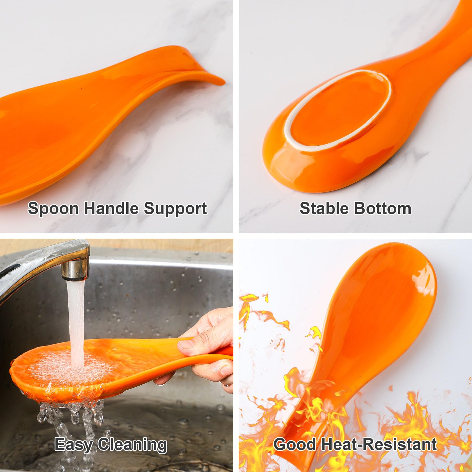 HASENSE orange spoon rest stacks neatly for compact kitchen storage.