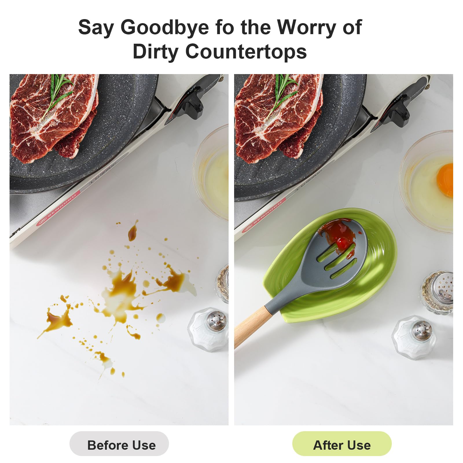Hasense porcelain spoon rest is heat- and rust-resistant for durable counter protection.