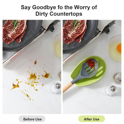 Hasense porcelain spoon rest is heat- and rust-resistant for durable counter protection.