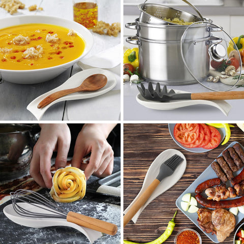 HASENSE porcelain spoon rest close-up, durable and rust-free.