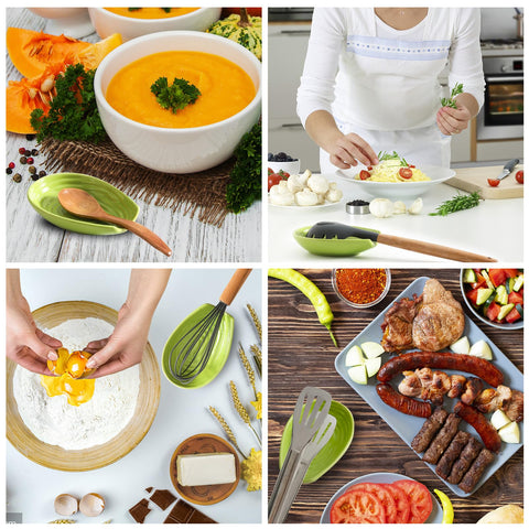 Hasense spoon rest shows the roomy 5.7 by 3.9 by 1.2 inch footprint for multiple utensils on the counter.