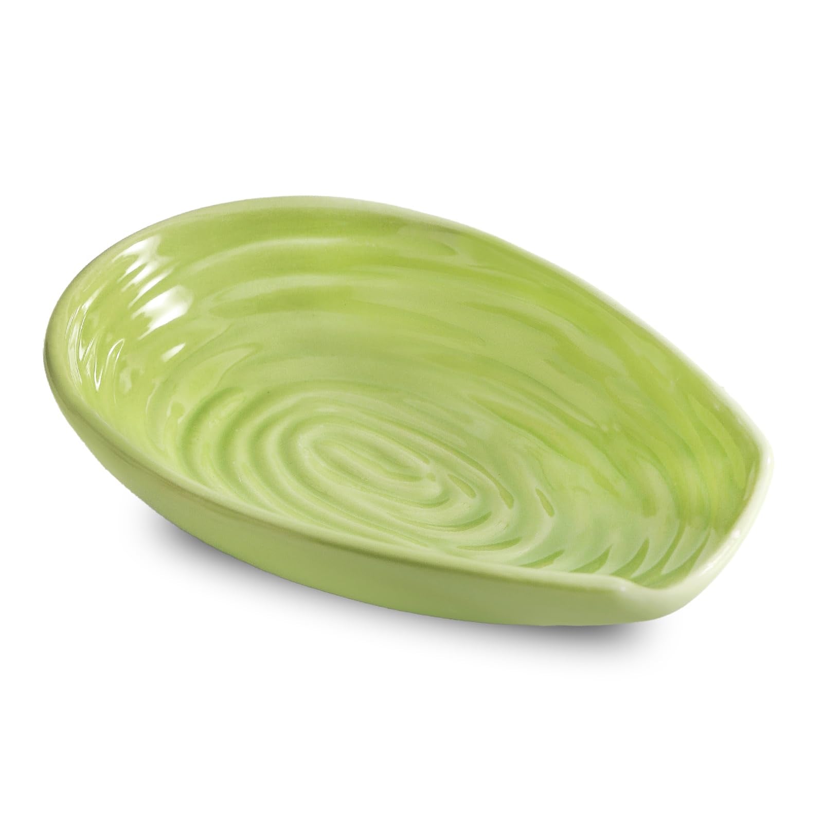 Hasense green ceramic spoon rest with spiral pattern adds color and organization to your kitchen.