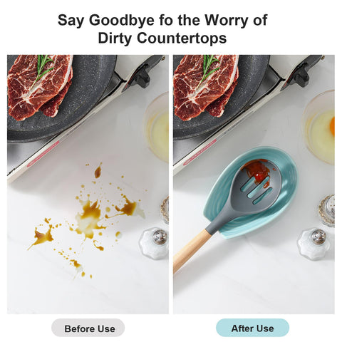 HASENSE spoon rest with stable bottom prevents slipping during cooking.