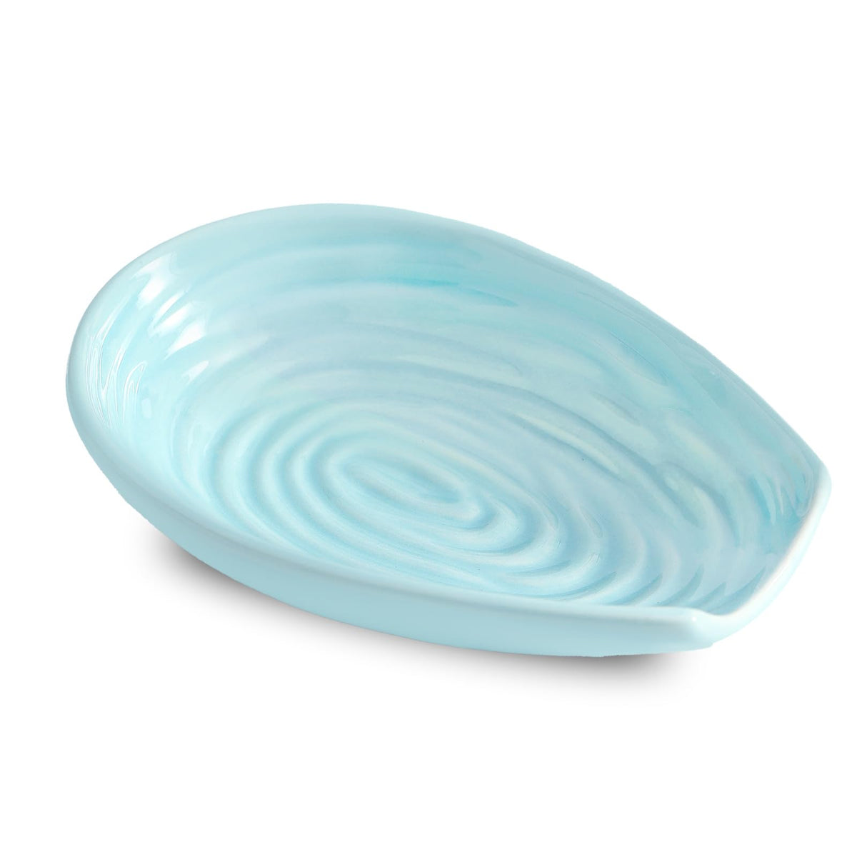 HASENSE teal spiral-pattern spoon rest on counter helps organize utensils.