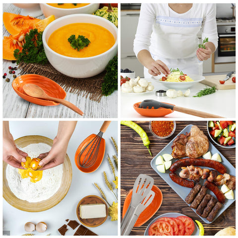Hasense spoon rest top view shows compact utensil cradle for mess-free cooking.