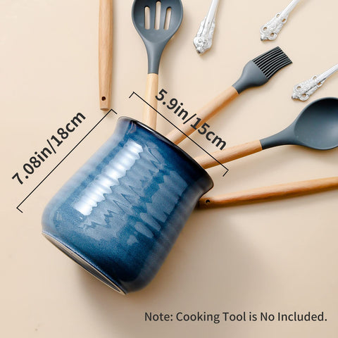 HASENSE utensil holder with stable ceramic base prevents slipping